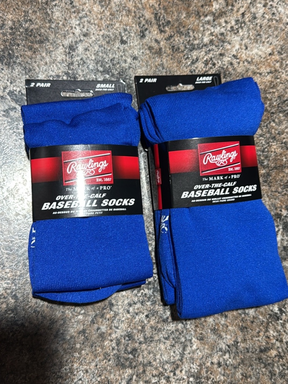 Rawlings Royal Blue Over-the-Calf Baseball Socks - 2 Pack (Small & Large)
